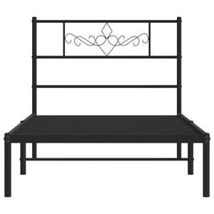 vidaXL Metal Bed Frame without Mattress with Headboard Black 80x200cm