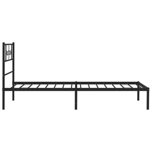 vidaXL Metal Bed Frame without Mattress with Headboard Black 80x200cm