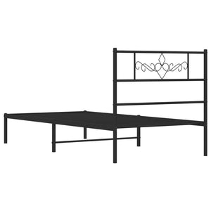 vidaXL Metal Bed Frame without Mattress with Headboard Black 80x200cm