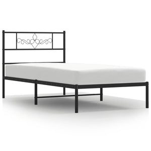 vidaXL Metal Bed Frame without Mattress with Headboard Black 90x200cm