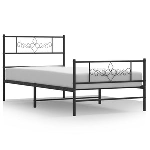 vidaXL Metal Bed Frame without Mattress with Footboard Black 90x200cm