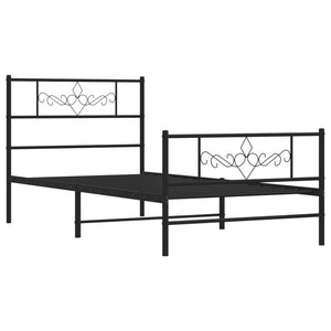 vidaXL Metal Bed Frame without Mattress with Footboard Black 90x200cm