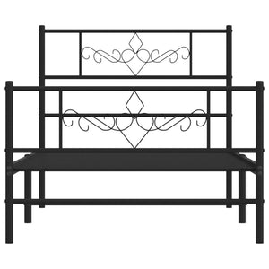 vidaXL Metal Bed Frame without Mattress with Footboard Black 90x200cm