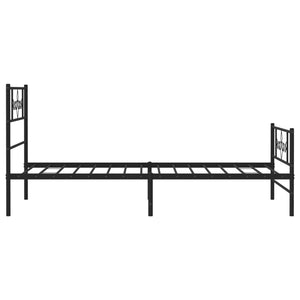 vidaXL Metal Bed Frame without Mattress with Footboard Black 90x200cm