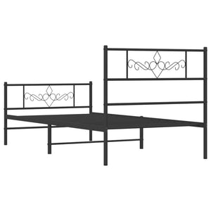 vidaXL Metal Bed Frame without Mattress with Footboard Black 90x200cm