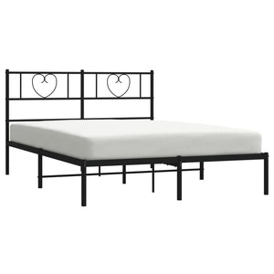 vidaXL Metal Bed Frame without Mattress with Headboard Black 140x200cm