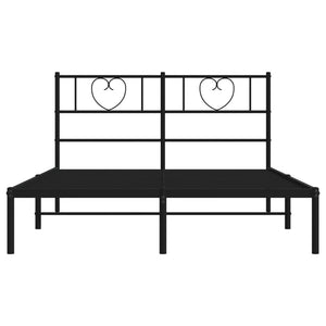 vidaXL Metal Bed Frame without Mattress with Headboard Black 140x200cm