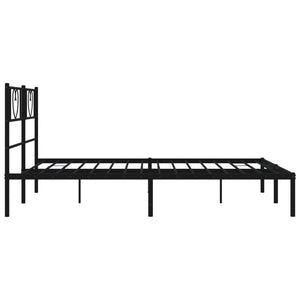 vidaXL Metal Bed Frame without Mattress with Headboard Black 140x200cm