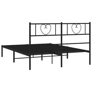 vidaXL Metal Bed Frame without Mattress with Headboard Black 140x200cm