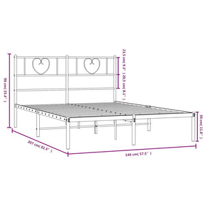 vidaXL Metal Bed Frame without Mattress with Headboard Black 140x200cm