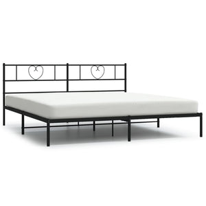 vidaXL Metal Bed Frame without Mattress with Headboard Black 180x200cm