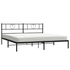 vidaXL Metal Bed Frame without Mattress with Headboard Black 180x200cm