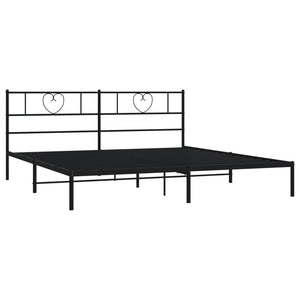 vidaXL Metal Bed Frame without Mattress with Headboard Black 180x200cm