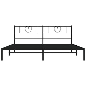 vidaXL Metal Bed Frame without Mattress with Headboard Black 180x200cm