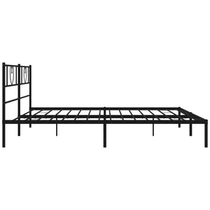 vidaXL Metal Bed Frame without Mattress with Headboard Black 180x200cm