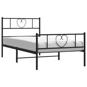 vidaXL Metal Bed Frame without Mattress with Footboard Black 75x190cm