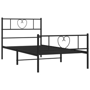 vidaXL Metal Bed Frame without Mattress with Footboard Black 75x190cm