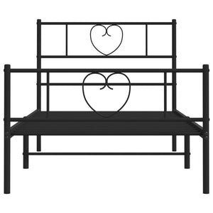 vidaXL Metal Bed Frame without Mattress with Footboard Black 75x190cm