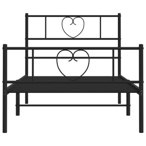 vidaXL Metal Bed Frame without Mattress with Footboard Black 80x200cm