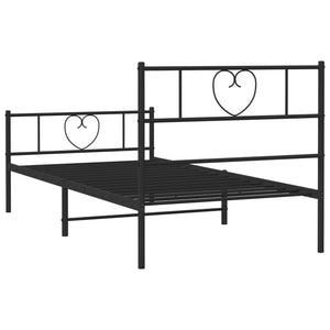 vidaXL Metal Bed Frame without Mattress with Footboard Black 90x190cm