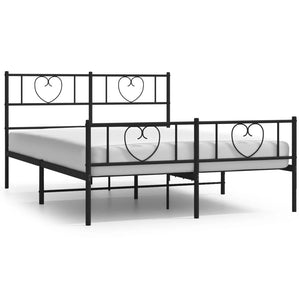 vidaXL Metal Bed Frame without Mattress with Footboard Black 120x200cm