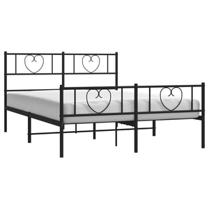 vidaXL Metal Bed Frame without Mattress with Footboard Black 120x200cm