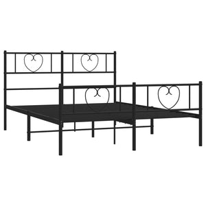 vidaXL Metal Bed Frame without Mattress with Footboard Black 120x200cm