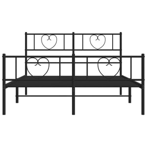 vidaXL Metal Bed Frame without Mattress with Footboard Black 120x200cm