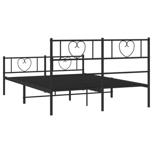 vidaXL Metal Bed Frame without Mattress with Footboard Black 120x200cm