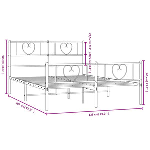 vidaXL Metal Bed Frame without Mattress with Footboard Black 120x200cm