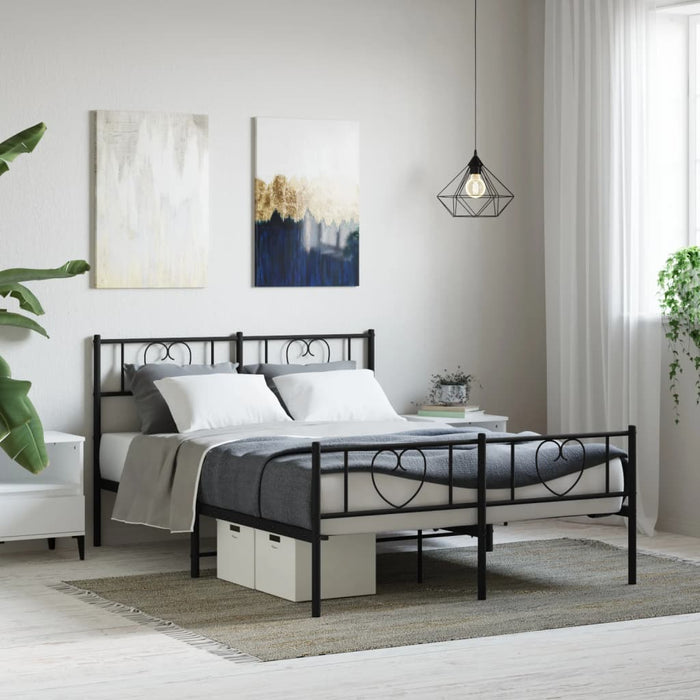 vidaXL Metal Bed Frame without Mattress with Footboard Black 140x200cm