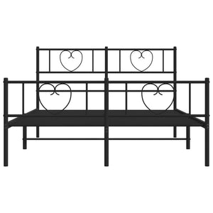 vidaXL Metal Bed Frame without Mattress with Footboard Black 160x200cm