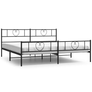 vidaXL Metal Bed Frame without Mattress with Footboard Black 200x200cm