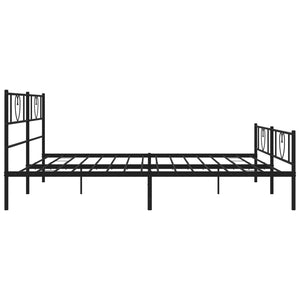 vidaXL Metal Bed Frame without Mattress with Footboard Black 200x200cm