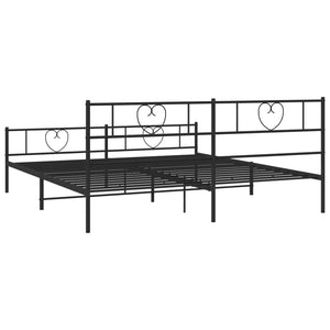 vidaXL Metal Bed Frame without Mattress with Footboard Black 200x200cm