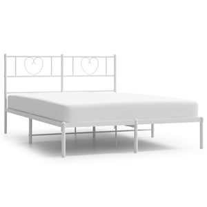 vidaXL Metal Bed Frame without Mattress with Headboard White 140x200cm