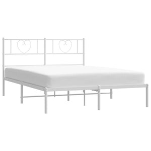 vidaXL Metal Bed Frame without Mattress with Headboard White 140x200cm