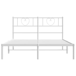 vidaXL Metal Bed Frame without Mattress with Headboard White 140x200cm