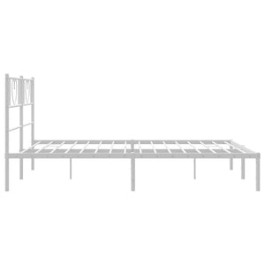 vidaXL Metal Bed Frame without Mattress with Headboard White 140x200cm