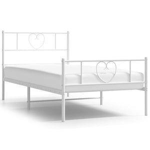 vidaXL Metal Bed Frame without Mattress with Footboard White 90x200cm