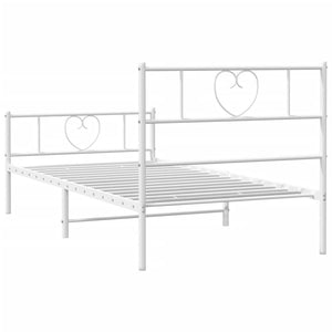 vidaXL Metal Bed Frame without Mattress with Footboard White 90x200cm