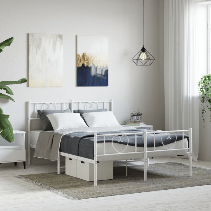 vidaXL Metal Bed Frame without Mattress with Footboard White 120x190cm