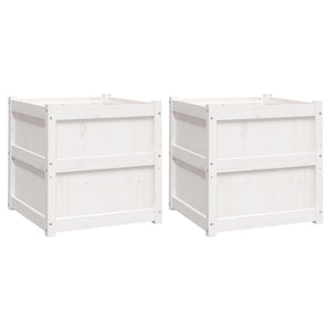 vidaXL Garden Planters 2 pcs White Solid Wood Pine