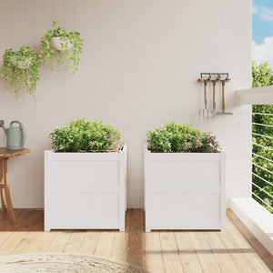 vidaXL Garden Planters 2 pcs White Solid Wood Pine