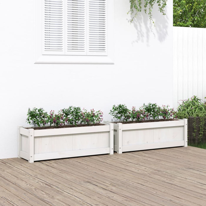 vidaXL Garden Planters 2 pcs White Solid Wood Pine