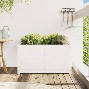 vidaXL Garden Planter White 90x50x50 cm Solid Wood Pine