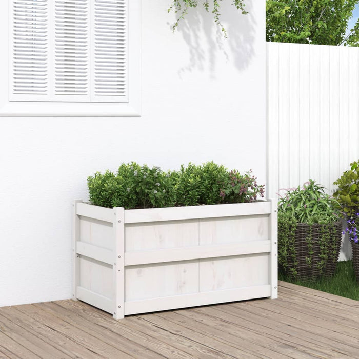 vidaXL Garden Planter White 90x50x50 cm Solid Wood Pine