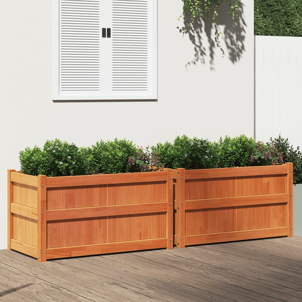 vidaXL Garden Planters 2 pcs Wax Brown Solid Wood Pine