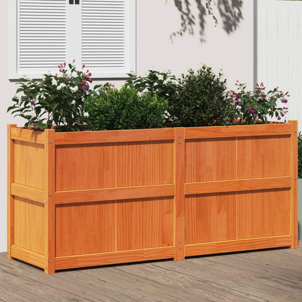 vidaXL Garden Planter Wax Brown 150x50x70 cm Solid Wood Pine