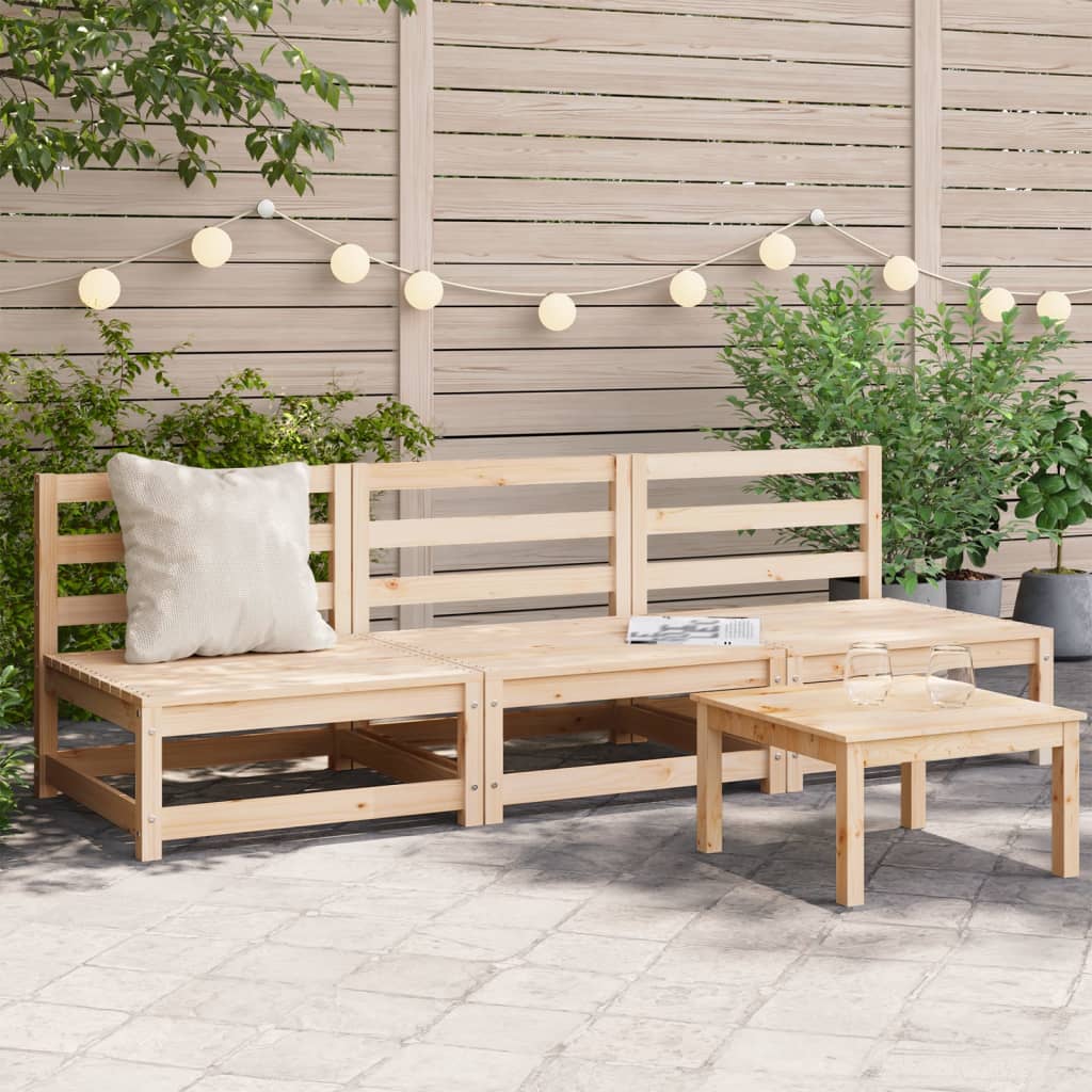 vidaXL Garden Sofas Armless 3 pcs 70x70x67 cm Solid Wood Pine